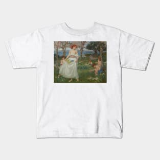 A Song of Springtime by John William Waterhouse Kids T-Shirt